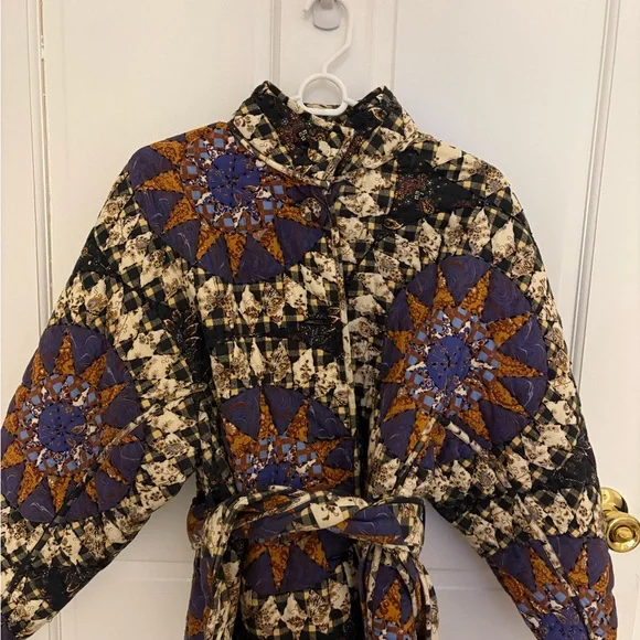 Quilted Patterned Women's Jacket in Purple & Brown - Picture 3 of 4